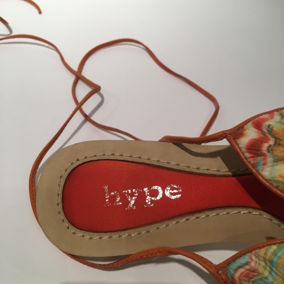 Hype Bikini Sandals Ankle Tie Orange Modern Novel - Picture 2 of 5